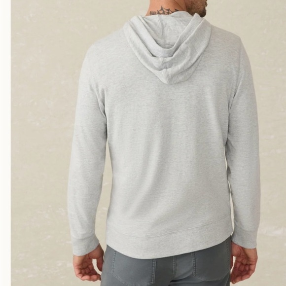 FAHERTY Sunwashed Slub Hoodie Shirt Light Grey Heather Mens Knit Top Sz L - Picture 2 of 15